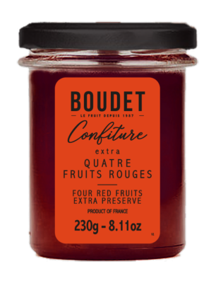 Confiture Extra Quatre Fruits Rouges – Bocal 230 g